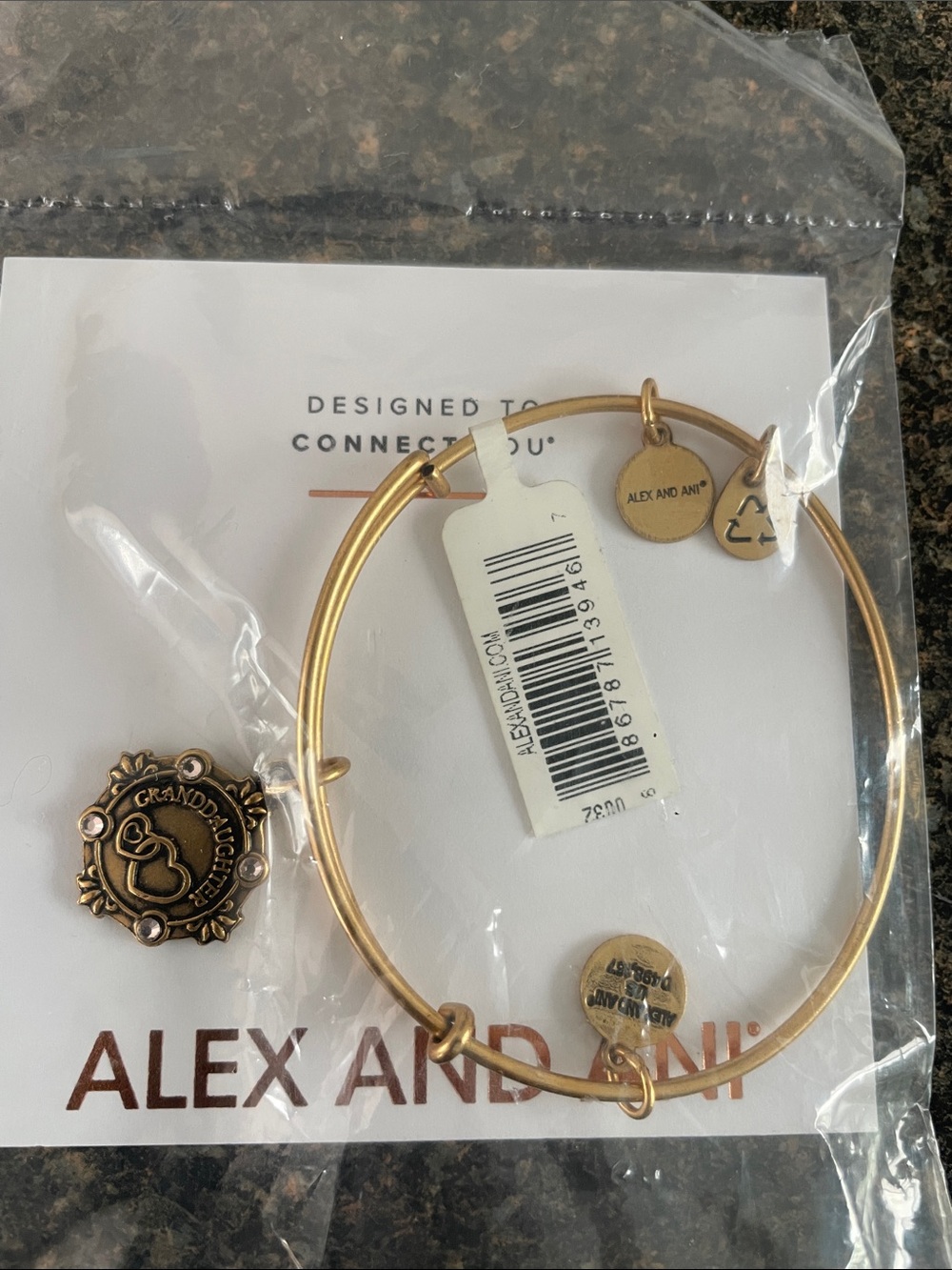 Alex and Ani Gold-Tone Granddaughter Charm Expandable Bracelet